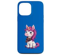 Lindo unicornio rosa con un pañuelo a cuadros escoceses Carcasa para iPhone 13 Pro Max