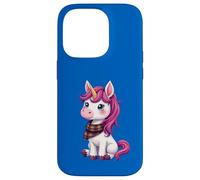 Lindo unicornio rosa con un pañuelo a cuadros escoceses Carcasa para iPhone 14 Pro