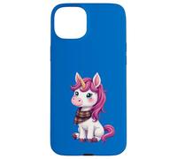 Lindo unicornio rosa con un pañuelo a cuadros escoceses Carcasa para iPhone 15 Plus