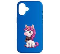 Lindo unicornio rosa con un pañuelo a cuadros escoceses Carcasa para iPhone 16