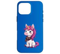 Lindo unicornio rosa con un pañuelo a cuadros escoceses Carcasa para iPhone 16 Pro Max