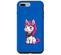 Lindo unicornio rosa con un pañuelo a cuadros escoceses Carcasa para iPhone 7 Plus/8 Plus