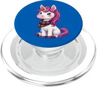 Lindo unicornio rosa con un pañuelo a cuadros escoceses PopSockets PopGrip para MagSafe