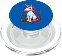 Lindo unicornio rosa sentado entre cardos escoceses PopSockets PopGrip para MagSafe
