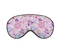 Lindo unicornios estrellas y planeta antifaz para dormir con los ojos vendados con correa ajustable para dormir y viajar