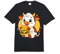 Lindo Vaca Comiendo Hamburguesa Divertido Kawaii Animal Food Lover Comfort Colors Adult Heavyweight T-Shirt