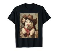 Lindo Vaquero Husky con Sombrero Occidental Ranch Dog Art Graphic Camiseta