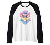 Lindo Vaquero Personaje Occidental Retrato Rodeo Divertido gráfico Camiseta Manga Raglan