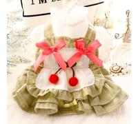 Lindo vestido de encaje para mascotas para gatos y perros, traje de fiesta con corbatines, disfraz formal, lindos trajes de princesa, vestidos para mascotas para ocasiones de fiesta de noche (verde, L