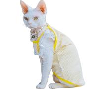 Lindo Vestido De Gato De Princesa De Encaje, Ropa Transpirable De Verano para Gatos Sin Pelo, Traje De Chaleco Suave para Gatitos para Fiesta De Cumpleaños De Boda De Gato Sphynx(Yellow,S+)
