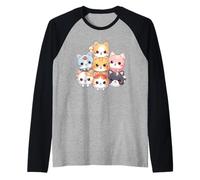 Lindo y Adorable Pijama de Gatito para niños Que aman a los Gatos Camiseta Manga Raglan