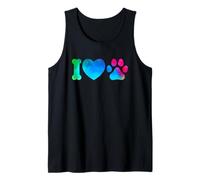 Lindo y Colorido I Love Dogs con un corazón y Huella de Pata Camiseta sin Mangas