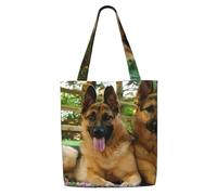 Lindo y colorido perro pastor alemán,Bolsas de supermercado reutilizables, bolsas de compras, bolsas de lona de gran capacidad, bolso de hombro