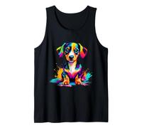 Lindo y Colorido Perro Salchicha Arte Pop Camiseta sin Mangas