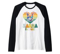 Lindo y divertido gato amante atardecer amor corazón forma retro gato karma Camiseta Manga Raglan