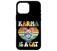 Lindo y divertido gato amante atardecer amor corazón forma retro gato karma Carcasa para iPhone 16 Pro Max
