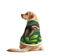 Lindo y divertido perezoso relajante en la selva con estampado de árbol de la selva, ropa divertida para mascotas, chaleco lavable a máquina para perros medianos y grandes