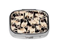 Lindo y divertido perro Pugs, pastillero de 2 compartimentos, organizador portátil