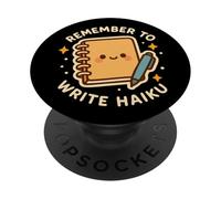 Lindo y Divertido Personaje de Diario Remember to Write Haiku PopSockets PopGrip Adhesivo