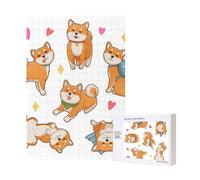 Lindo y divertido rompecabezas de madera de 300 piezas de Shiba Inu para diversión familiar de adultos