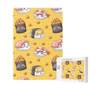 Lindo y divertido rompecabezas de madera de 300 piezas de sushi para diversión familiar para adultos