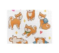 Lindo y Divertido Rompecabezas de Shiba Inu para Adultos de 500 Piezas: Rompecabezas de Madera para Adultos Mayores