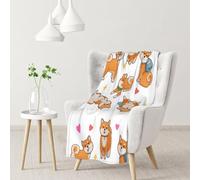 Lindo y Divertido Shiba Inu,Manta Suave y cálida de Franela Antibolitas, 76 x 102 cm