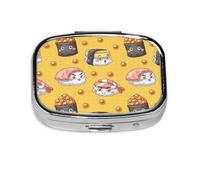 Lindo y divertido sushi, pastillero de 2 compartimentos, organizador portátil