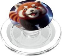 Lindo y Feliz Panda Rojo Vuela en el Espacio PopSockets PopGrip para MagSafe