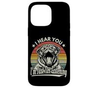 Lindo Yawn Pug, te escucho, simplemente no estoy escuchando Sunset Retro Carcasa para iPhone 14 Pro Max
