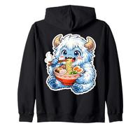 Lindo Yeti Comiendo Ramen Fideos Amante de la Sopa Abominable Muñeco de Nieve Sudadera con Capucha