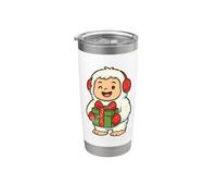 Lindo Yeti con caja navideña Vaso térmico de acero inoxidable de doble pared