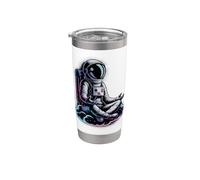 Lindo Yoga Astronauta Bienestar Tai Chi Meditación Zen Mi Espacio Vaso térmico de acero inoxidable de doble pared