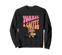 Lindo Yorkshire Terrier Cachorro Perro Taza de café por la mañana Sudadera