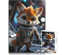 Lindo Zorro Astronauta Curioso, Rompecabezas de 1000 Piezas para Adultos, Juego Educativo y Divertido de Actividades de Aprendizaje, Cualquier ocasión, tamaño 50x75cm