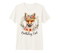 Lindo Zorro con Flores y Palabras Birthday Girl para Mujeres y niñas Camiseta Premium