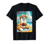 Lindo Zorro con Gafas de Sol Coco Animal Tropical Verano Camiseta