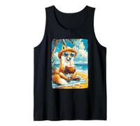 Lindo Zorro con Gafas de Sol Coco Animal Tropical Verano Camiseta sin Mangas