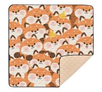 Lindo zorro de dibujos animados naranja grande antideslizante alfombra de juego para el suelo acogedor transpirable actividad entretenimiento alfombra para bebés niños pequeños, 50 x 50 pulgadas