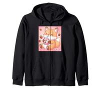 Lindo Zorro Fresa Leche Retro japonés Kawaii Art Sudadera con Capucha