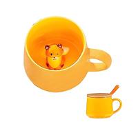 Lindo zorro taza de café taza de té con tapa cuchara, Kawaii Stuff divertido fresco taza de San Valentín Día de la Madre de Halloween Xmas cumpleaños regalos para las mujeres su esposa chica amiga