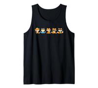Lindo Zorros en una Fila Escuadrón Divertido Verano Vacaciones Vibes Camiseta sin Mangas