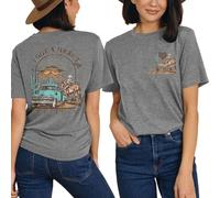 LINDOCITA Camisetas gráficas con texto en inglés "I Got a Heart Like a Truck" para mujer, diseño de concierto de música country, Gris, XL