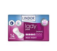 Lindor Lady: Compresas para Mujeres con Pérdidas de Orina, Maxi Noche, Protectores y Absorbentes para Incontinencia, 14 unidades