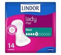 Lindor Lady: Compresas para Mujeres con Pérdidas de Orina, Maxi, Protectores y Absorbentes para Incontinencia, 14 unidades (Paquete de 6)