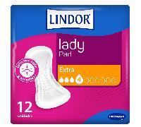 Lindor Lady Pad Compresas Extra 4 Gotas Incontinencia 12 uds