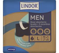 Lindor Men Boxer Absorbente Lavable Incontinencia Talla L + 5 recambios