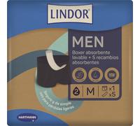 Lindor Men Boxer Absorbente Lavable Incontinencia Talla M + 5 recambios