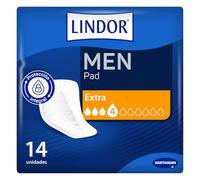 Lindor Men: Protectores para Hombres con Pérdidas de Orina, Extra, Compresas y Absorbentes para Incontinencia, 14 unidades