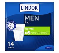 Lindor Men: Protectores para Hombres con Pérdidas de Orina, Normal, Compresas y Absorbentes para Incontinencia, 14 unidades